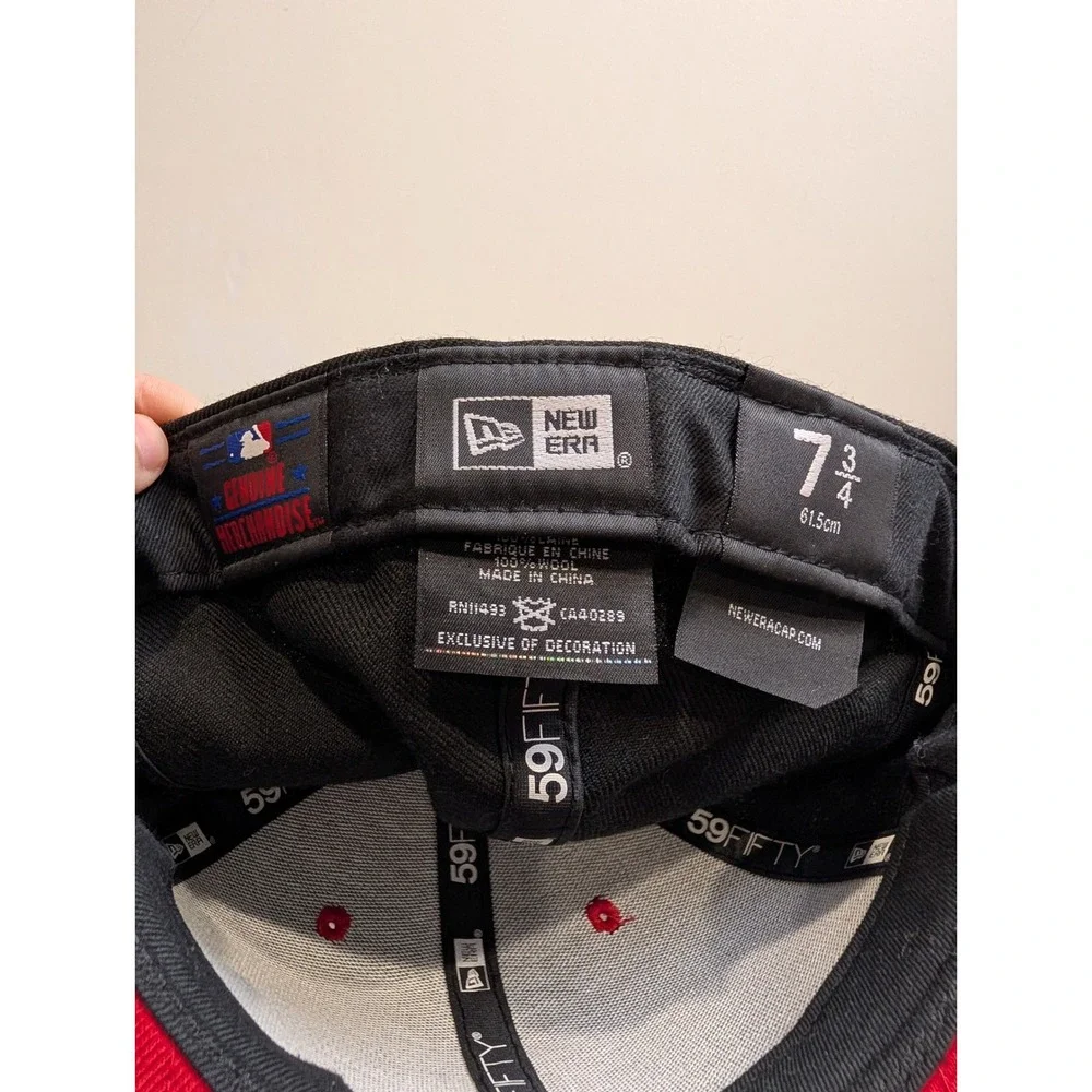 New Era 59FIFTY Fitted Hat Mens 7 3/4 Black Wool LA Dodgers Green Red Flat Brim - Picture 3 of 3